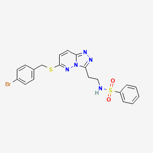 B2446775 N-(2-(6-((4-bromobenzyl)thio)-[1,2,4]triazolo[4,3-b]pyridazin-3-yl)ethyl)benzenesulfonamide CAS No. 872996-96-8