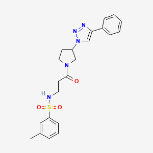 3-methyl-N-(3-oxo-3-(3-(4-phenyl-1H-1,2,3-triazol-1-yl)pyrrolidin-1-yl)propyl)benzenesulfonamide