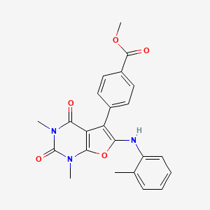 molecular formula C23H21N3O5 B2446781 Methyl 4-(1,3-dimethyl-2,4-dioxo-6-(o-tolylamino)-1,2,3,4-tetrahydrofuro[2,3-d]pyrimidin-5-yl)benzoate CAS No. 938032-44-1
