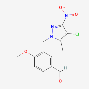 3-[(4-chloro-5-methyl-3-nitro-1H-pyrazol-1-yl)methyl]-4-methoxybenzaldehyde