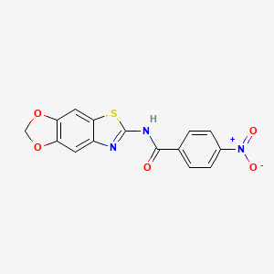 molecular formula C15H9N3O5S B2446835 N-{4,6-dioxa-10-thia-12-azatricyclo[7.3.0.0^{3,7}]dodeca-1(9),2,7,11-tetraen-11-yl}-4-nitrobenzamide CAS No. 892853-68-8