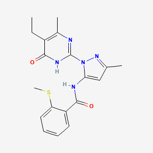 molecular formula C19H21N5O2S B2446847 N-[1-(5-ethyl-4-methyl-6-oxo-1,6-dihydropyrimidin-2-yl)-3-methyl-1H-pyrazol-5-yl]-2-(methylsulfanyl)benzamide CAS No. 1003799-04-9