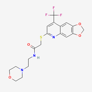 molecular formula C19H20F3N3O4S B2446870 N-[2-(morpholin-4-yl)ethyl]-2-{[8-(trifluoromethyl)[1,3]dioxolo[4,5-g]quinolin-6-yl]sulfanyl}acetamide CAS No. 852696-78-7