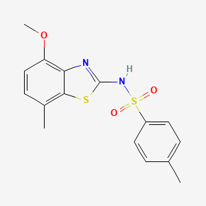 molecular formula C16H16N2O3S2 B2446875 N-(4-methoxy-7-methylbenzo[d]thiazol-2-yl)-4-methylbenzenesulfonamide CAS No. 954706-80-0