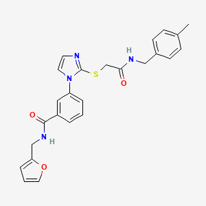 molecular formula C25H24N4O3S B2446876 N-[(furan-2-yl)methyl]-3-{2-[({[(4-methylphenyl)methyl]carbamoyl}methyl)sulfanyl]-1H-imidazol-1-yl}benzamide CAS No. 1115565-09-7