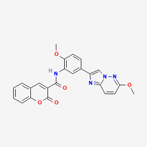 molecular formula C24H18N4O5 B2446886 N-(2-methoxy-5-(6-methoxyimidazo[1,2-b]pyridazin-2-yl)phenyl)-2-oxo-2H-chromene-3-carboxamide CAS No. 952969-42-5
