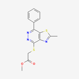 molecular formula C15H13N3O2S2 B2446887 Methyl 2-((2-methyl-7-phenylthiazolo[4,5-d]pyridazin-4-yl)thio)acetate CAS No. 946334-52-7