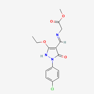 molecular formula C15H16ClN3O4 B2446924 methyl 2-({[1-(4-chlorophenyl)-3-ethoxy-5-oxo-1,5-dihydro-4H-pyrazol-4-yliden]methyl}amino)acetate CAS No. 338751-20-5