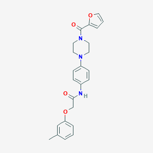 molecular formula C24H25N3O4 B244693 N-{4-[4-(2-furoyl)-1-piperazinyl]phenyl}-2-(3-methylphenoxy)acetamide 