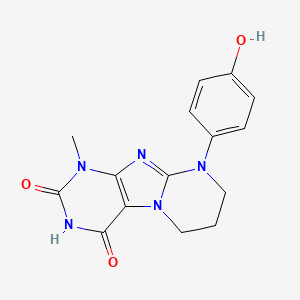 molecular formula C15H15N5O3 B2446941 9-(4-hydroxyphenyl)-1-methyl-6,7,8,9-tetrahydropyrimido[2,1-f]purine-2,4(1H,3H)-dione CAS No. 946261-17-2