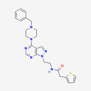 molecular formula C24H27N7OS B2446945 N-(2-(4-(4-benzylpiperazin-1-yl)-1H-pyrazolo[3,4-d]pyrimidin-1-yl)ethyl)-2-(thiophen-2-yl)acetamide CAS No. 1021025-88-6