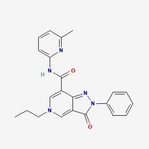 molecular formula C22H21N5O2 B2446949 N-(6-methylpyridin-2-yl)-3-oxo-2-phenyl-5-propyl-2H,3H,5H-pyrazolo[4,3-c]pyridine-7-carboxamide CAS No. 921834-12-0