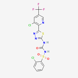 molecular formula C15H8Cl2F3N5O3S2 B2446951 3-{5-[3-Chloro-5-(trifluoromethyl)pyridin-2-yl]-1,3,4-thiadiazol-2-yl}-1-(2-chlorobenzenesulfonyl)urea CAS No. 2085690-18-0