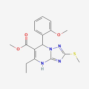 molecular formula C17H20N4O3S B2446953 METHYL 5-ETHYL-7-(2-METHOXYPHENYL)-2-(METHYLSULFANYL)-4H,7H-[1,2,4]TRIAZOLO[1,5-A]PYRIMIDINE-6-CARBOXYLATE CAS No. 909574-36-3