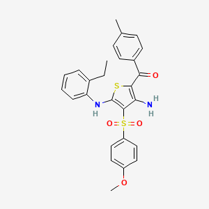 molecular formula C27H26N2O4S2 B2446962 N2-(2-ethylphenyl)-3-(4-methoxybenzenesulfonyl)-5-(4-methylbenzoyl)thiophene-2,4-diamine CAS No. 1115338-03-8