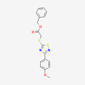 molecular formula C18H16N2O3S2 B2446965 Benzyl 2-((3-(4-methoxyphenyl)-1,2,4-thiadiazol-5-yl)thio)acetate CAS No. 864922-90-7