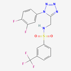 molecular formula C15H10F5N5O2S B2447014 N-((1-(3,4-difluorophenyl)-1H-tetrazol-5-yl)methyl)-3-(trifluoromethyl)benzenesulfonamide CAS No. 921061-38-3
