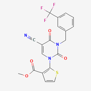 molecular formula C19H12F3N3O4S B2447019 methyl 2-[5-cyano-2,4-dioxo-3-[3-(trifluoromethyl)benzyl]-3,4-dihydro-1(2H)-pyrimidinyl]-3-thiophenecarboxylate CAS No. 343374-93-6