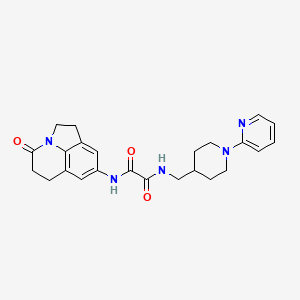 molecular formula C24H27N5O3 B2447029 N-{11-oxo-1-azatricyclo[6.3.1.0^{4,12}]dodeca-4,6,8(12)-trien-6-yl}-N'-{[1-(pyridin-2-yl)piperidin-4-yl]methyl}ethanediamide CAS No. 1324548-50-6
