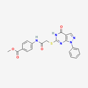 molecular formula C21H17N5O4S B2447031 methyl 4-[2-({4-oxo-1-phenyl-1H,4H,5H-pyrazolo[3,4-d]pyrimidin-6-yl}sulfanyl)acetamido]benzoate CAS No. 946262-48-2