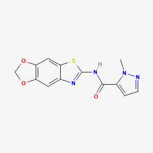 molecular formula C13H10N4O3S B2447040 N-([1,3]dioxolo[4,5-f][1,3]benzothiazol-6-yl)-2-methylpyrazole-3-carboxamide CAS No. 1019096-93-5