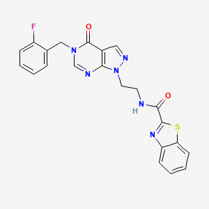 molecular formula C22H17FN6O2S B2447068 N-(2-(5-(2-fluorobenzyl)-4-oxo-4,5-dihydro-1H-pyrazolo[3,4-d]pyrimidin-1-yl)ethyl)benzo[d]thiazole-2-carboxamide CAS No. 1207012-88-1