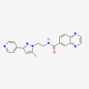 molecular formula C20H18N6O B2447081 N-(2-(5-methyl-3-(pyridin-4-yl)-1H-pyrazol-1-yl)ethyl)quinoxaline-6-carboxamide CAS No. 2034234-93-8