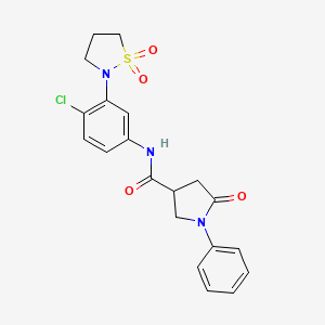 molecular formula C20H20ClN3O4S B2447084 N-(4-chloro-3-(1,1-dioxidoisothiazolidin-2-yl)phenyl)-5-oxo-1-phenylpyrrolidine-3-carboxamide CAS No. 1207034-05-6