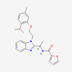 molecular formula C26H29N3O3 B2447168 N-[1-(1-{2-[5-methyl-2-(propan-2-yl)phenoxy]ethyl}-1H-1,3-benzodiazol-2-yl)ethyl]furan-2-carboxamide CAS No. 920118-57-6