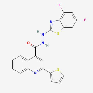 molecular formula C21H12F2N4OS2 B2447273 N'-(4,6-difluoro-1,3-benzothiazol-2-yl)-2-(thiophen-2-yl)quinoline-4-carbohydrazide CAS No. 851988-32-4