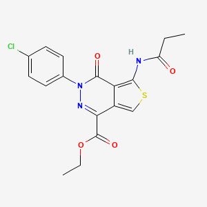 molecular formula C18H16ClN3O4S B2447299 ethyl 3-(4-chlorophenyl)-4-oxo-5-propanamido-3H,4H-thieno[3,4-d]pyridazine-1-carboxylate CAS No. 851949-99-0
