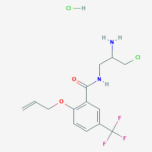 molecular formula C14H17Cl2F3N2O2 B2447303 N-(2-Amino-3-chloropropyl)-2-prop-2-enoxy-5-(trifluoromethyl)benzamide;hydrochloride CAS No. 2445785-38-4
