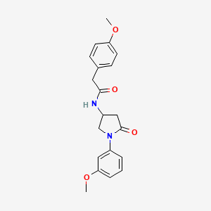 molecular formula C20H22N2O4 B2447318 2-(4-methoxyphenyl)-N-[1-(3-methoxyphenyl)-5-oxopyrrolidin-3-yl]acetamide CAS No. 905683-15-0