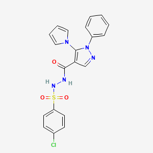 4-chloro-N'-{[1-phenyl-5-(1H-pyrrol-1-yl)-1H-pyrazol-4-yl]carbonyl}benzenesulfonohydrazide