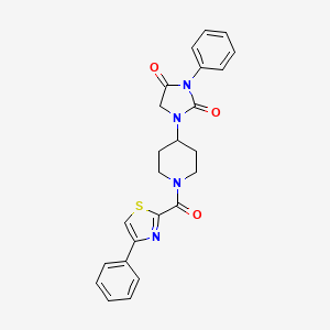 3-Phenyl-1-(1-(4-phenylthiazole-2-carbonyl)piperidin-4-yl)imidazolidine-2,4-dione