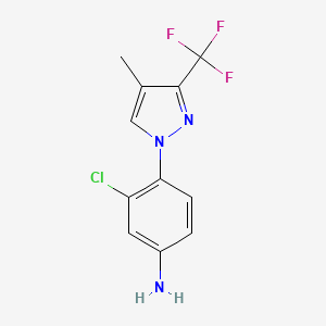 B2447352 3-Chloro-4-[4-methyl-3-(trifluoromethyl)-1H-pyrazol-1-yl]aniline CAS No. 1975117-84-0