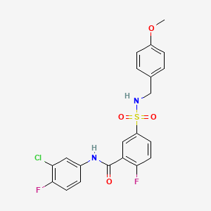 molecular formula C21H17ClF2N2O4S B2447362 N-(3-chloro-4-fluorophenyl)-2-fluoro-5-(N-(4-methoxybenzyl)sulfamoyl)benzamide CAS No. 451515-15-4