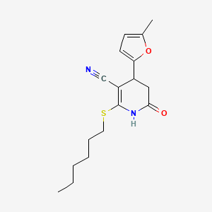 2-(Hexylthio)-4-(5-methylfuran-2-yl)-6-oxo-1,4,5,6-tetrahydropyridine-3-carbonitrile