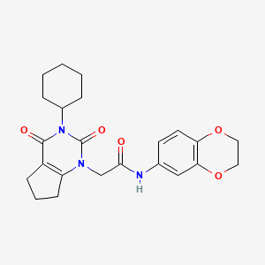 2-(3-cyclohexyl-2,4-dioxo-2,3,4,5,6,7-hexahydro-1H-cyclopenta[d]pyrimidin-1-yl)-N-(2,3-dihydrobenzo[b][1,4]dioxin-6-yl)acetamide