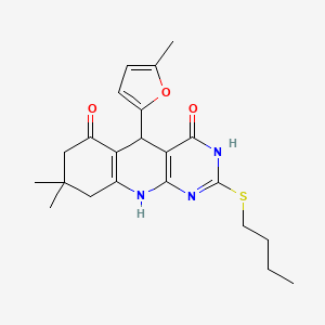2-(butylsulfanyl)-8,8-dimethyl-5-(5-methylfuran-2-yl)-5,8,9,10-tetrahydropyrimido[4,5-b]quinoline-4,6(3H,7H)-dione