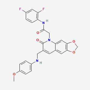 molecular formula C26H21F2N3O5 B2447400 N-(2,4-difluorophenyl)-2-(7-{[(4-methoxyphenyl)amino]methyl}-6-oxo-2H,5H,6H-[1,3]dioxolo[4,5-g]quinolin-5-yl)acetamide CAS No. 894561-14-9