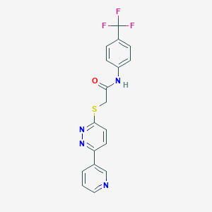 2-(6-pyridin-3-ylpyridazin-3-yl)sulfanyl-N-[4-(trifluoromethyl)phenyl]acetamide