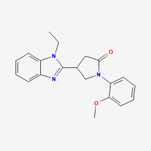 molecular formula C20H21N3O2 B2447420 4-(1-ethyl-1H-benzo[d]imidazol-2-yl)-1-(2-methoxyphenyl)pyrrolidin-2-one CAS No. 577694-85-0