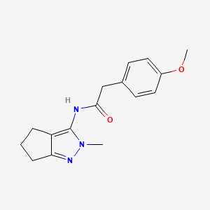 molecular formula C16H19N3O2 B2447425 2-(4-methoxyphenyl)-N-{2-methyl-2H,4H,5H,6H-cyclopenta[c]pyrazol-3-yl}acetamide CAS No. 1210394-93-6