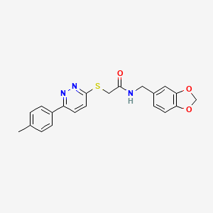 molecular formula C21H19N3O3S B2447429 N-(1,3-benzodioxol-5-ylmethyl)-2-[6-(4-methylphenyl)pyridazin-3-yl]sulfanylacetamide CAS No. 872689-30-0