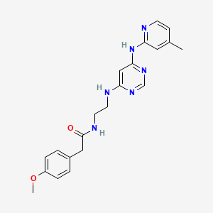 molecular formula C21H24N6O2 B2447434 2-(4-methoxyphenyl)-N-(2-((6-((4-methylpyridin-2-yl)amino)pyrimidin-4-yl)amino)ethyl)acetamide CAS No. 1428367-61-6