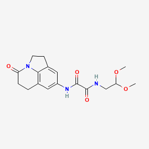 molecular formula C17H21N3O5 B2447436 N-(2,2-dimethoxyethyl)-N'-{11-oxo-1-azatricyclo[6.3.1.0^{4,12}]dodeca-4(12),5,7-trien-6-yl}ethanediamide CAS No. 898462-14-1