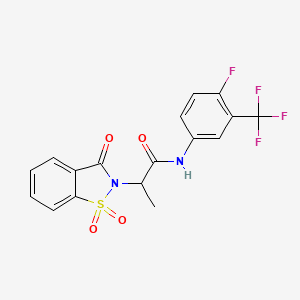 molecular formula C17H12F4N2O4S B2447439 2-(1,1-dioxido-3-oxobenzo[d]isothiazol-2(3H)-yl)-N-(4-fluoro-3-(trifluoromethyl)phenyl)propanamide CAS No. 899996-81-7
