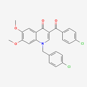 molecular formula C25H19Cl2NO4 B2447440 3-(4-chlorobenzoyl)-1-[(4-chlorophenyl)methyl]-6,7-dimethoxy-1,4-dihydroquinolin-4-one CAS No. 872197-93-8