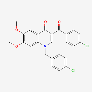 molecular formula C25H19Cl2NO4 B2447440 3-(4-chlorobenzoyl)-1-(4-chlorobenzyl)-6,7-dimethoxyquinolin-4(1H)-one CAS No. 872197-93-8